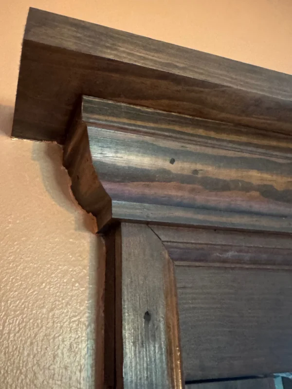 Bay window interior original trim and crown molding rebuilt.