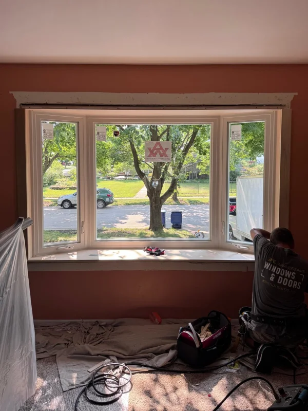Front bay window replaced in a single family home in St. Charles.