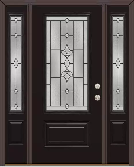64x80 Heritage Fiberglass Door With Sidelites And Esmond Decorative Glass
