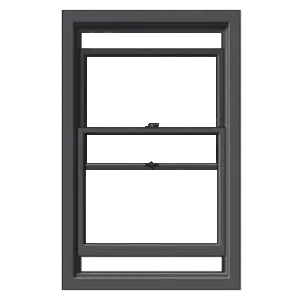 Double-hung black windows